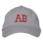 Your initials. Red Monogram. Customizable embroidered hats