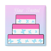 Your Invited Wedding Butterfly Cake Magnet