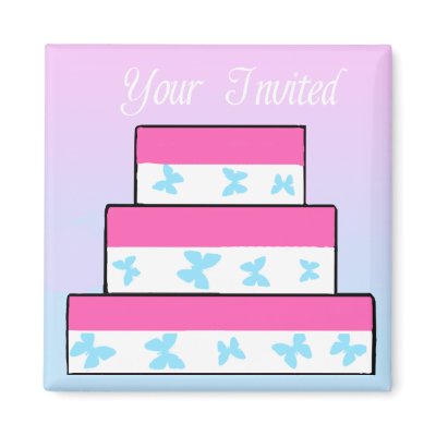 Your Invited Wedding Butterfly Cake Magnet by Rajee1