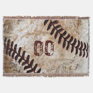 Your Jersey Number on Cool Vintage Baseball Blanket