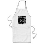 Your Letter. Black and White Monogram. Fun Pattern Aprons