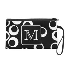Your Letter. Black and White Monogram. Fun Pattern Wristlets
