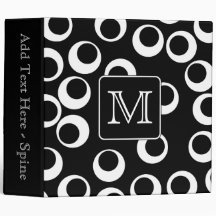 Your Letter. Black and White Monogram. Fun Pattern Vinyl Binders