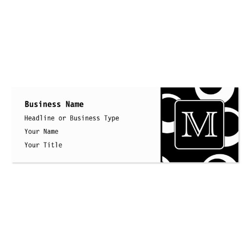 Your Letter. Black and White Monogram. Fun Pattern Business Cards