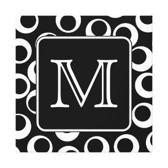 Your Letter. Black and White Monogram. Fun Pattern Canvas Print