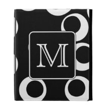 Your Letter. Black and White Monogram. Fun Pattern iPad Folio Cases