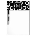 Your Letter. Black and White Monogram. Fun Pattern Dry-Erase Boards