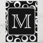 Your Letter. Black and White Monogram. Fun Pattern Custom Flyer