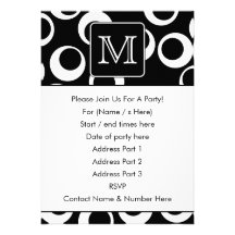 Your Letter. Black and White Monogram. Fun Pattern Personalized Invites