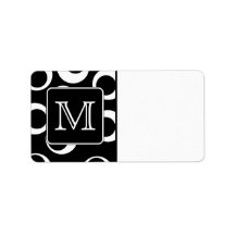 Your Letter. Black and White Monogram. Fun Pattern Custom Address Label
