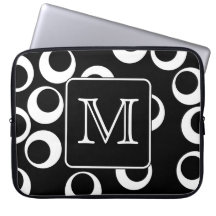 Your Letter. Black and White Monogram. Fun Pattern Laptop Sleeves