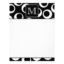 Your Letter. Black and White Monogram. Fun Pattern Letterhead Design