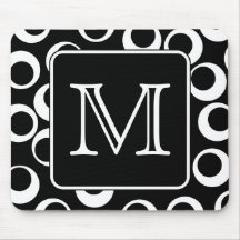 Your Letter. Black and White Monogram. Fun Pattern Mouse Pads