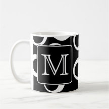 Your Letter. Black and White Monogram. Fun Pattern Coffee Mug