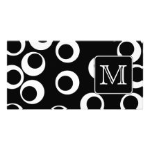 Your Letter. Black and White Monogram. Fun Pattern Photo Card Template