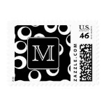 Your Letter. Black and White Monogram. Fun Pattern Postage Stamps