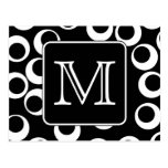 Your Letter. Black and White Monogram. Fun Pattern Postcards