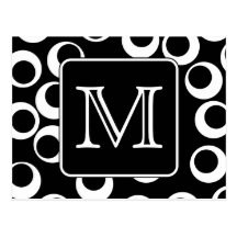 Your Letter. Black and White Monogram. Fun Pattern Postcards