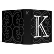 Your Letter. Black / White Swirl Monogram. Custom 3 Ring Binder
