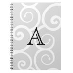 Your Letter. Black / White Swirl Monogram. Custom Note Book
