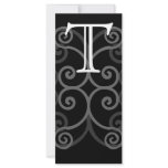 Your Letter. Black / White Swirl Monogram. Custom Rack Card