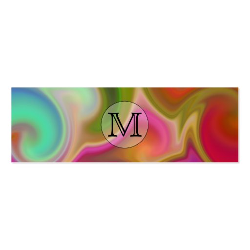 Your Letter, Colorful Swirls and Custom Monogram. Business Card Template