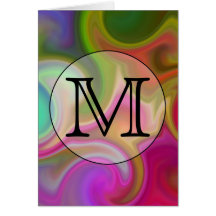 Your Letter, Colorful Swirls and Custom Monogram. Card