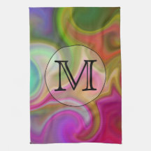 Your Letter, Colorful Swirls and Custom Monogram. Hand Towels