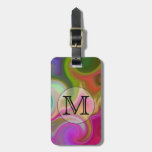 Your Letter, Colorful Swirls and Custom Monogram. Tag For Luggage