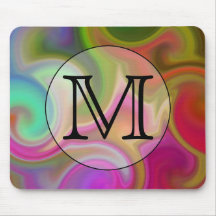 Your Letter, Colorful Swirls and Custom Monogram. Mousepads