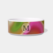 Your Letter, Colorful Swirls and Custom Monogram. Pet Water Bowls