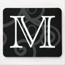 Your Letter. Custom Black / White Swirl Monogram. Mousepads