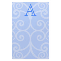 Your Letter. Custom Blue Swirl nogram. Stationery Design