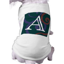 Your Letter. Custom Dark Multi-Color Monogram. Pet T Shirt