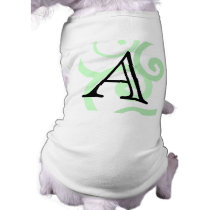 Your Letter. Custom Green Swirl Monogram. Dog Clothing