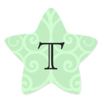 Your Letter. Custom Green Swirl Monogram. Sticker