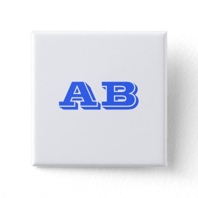 Your Letter Custom initials. Blue White. Monogram Pin