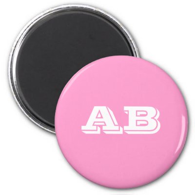 Your Letter Custom initials. Pink White. Monogram Magnets