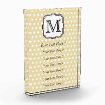 Your Letter. Custom Monogram. Beige Polka Dot. Award