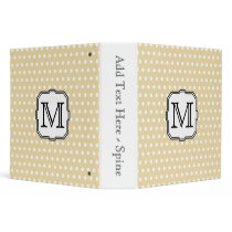 Your Letter. Custom Monogram. Beige Polka Dot. Vinyl Binder