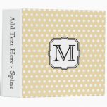 Your Letter. Custom Monogram. Beige Polka Dot. Vinyl Binder