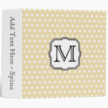 Your Letter. Custom Monogram. Beige Polka Dot. Vinyl Binder