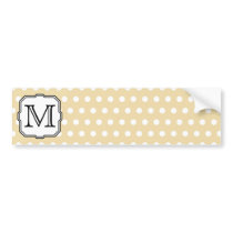 Your Letter. Custom Monogram. Beige Polka Dot. Bumper Sticker