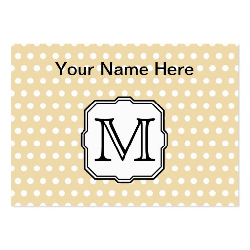 Your Letter. Custom Monogram. Beige Polka Dot. Business Card (front side)