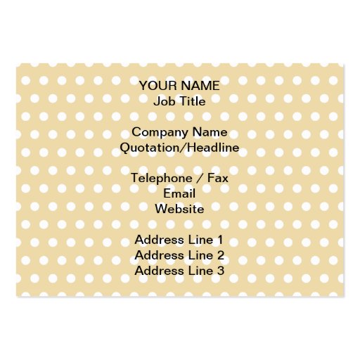 Your Letter. Custom Monogram. Beige Polka Dot. Business Card (back side)