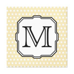 Your Letter. Custom Monogram. Beige Polka Dot. Canvas Prints