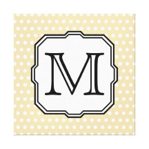Your Letter. Custom Monogram. Beige Polka Dot. Canvas Prints