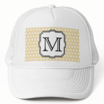 Your Letter. Custom Monogram. Beige Polka Dot. Trucker Hat