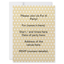 Your Letter. Custom Monogram. Beige Polka Dot. Custom Invitations
