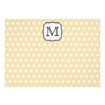 Your Letter. Custom Monogram. Beige Polka Dot. Invitation